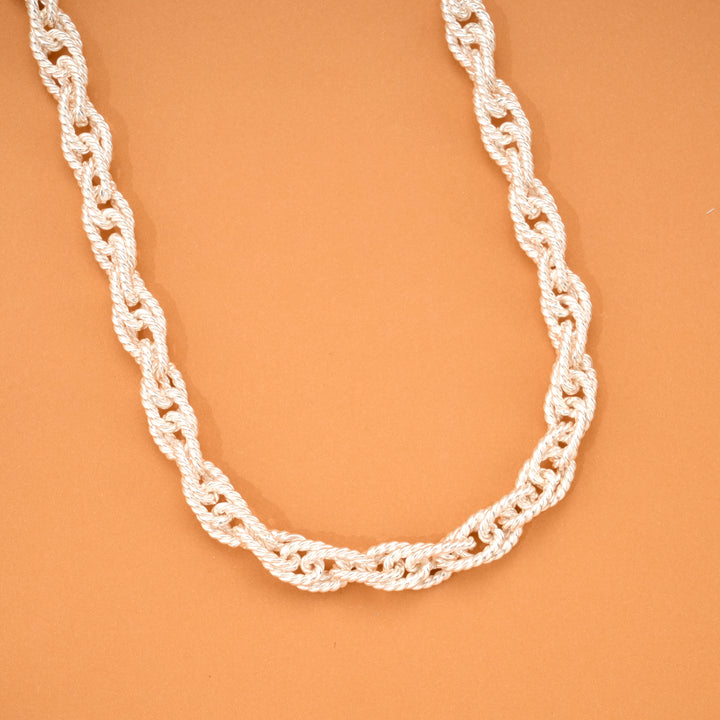 Elegant Twisted Heavy Rope Silver Chain