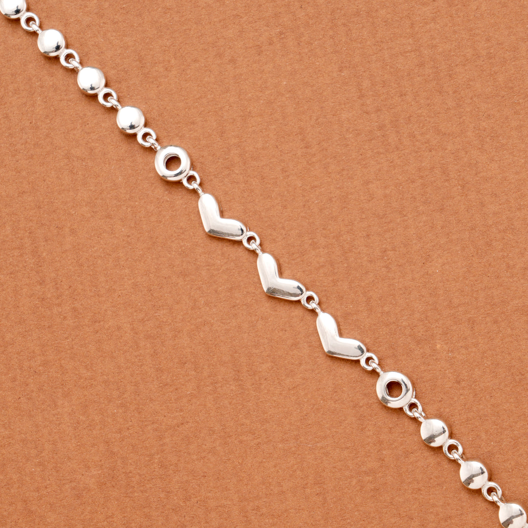 Minimalist Triple Solid Heart Silver Bracelet