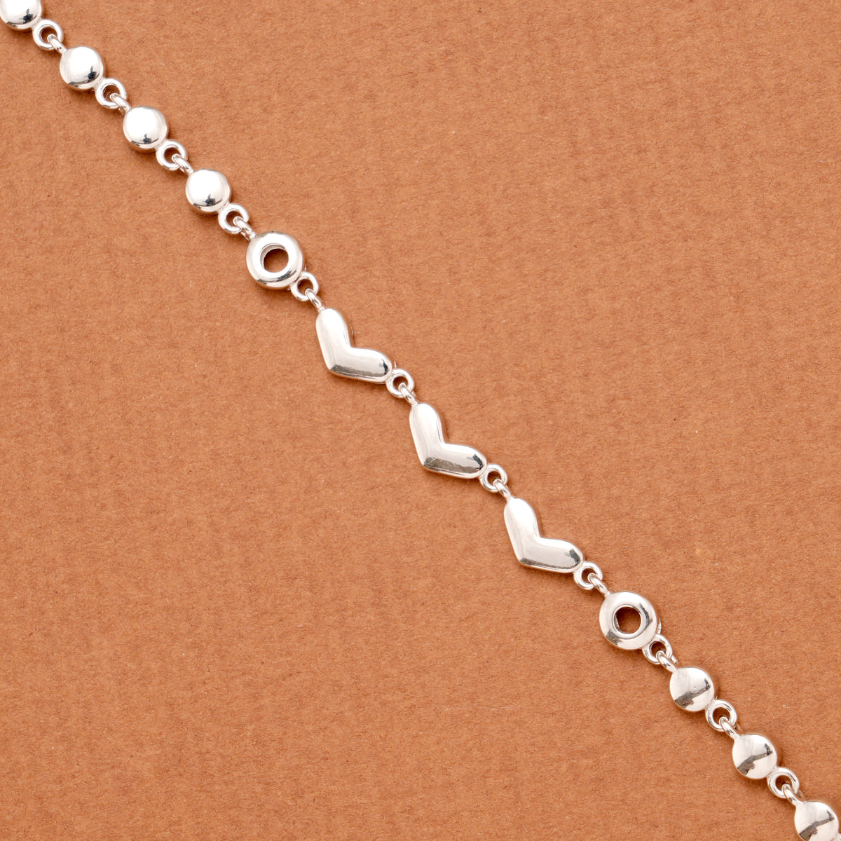 Minimalist Triple Solid Heart Silver Bracelet