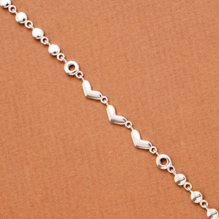 Minimalist Triple Solid Heart Silver Bracelet