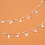 Pastel Pink Butterfly Silver Baby Anklets