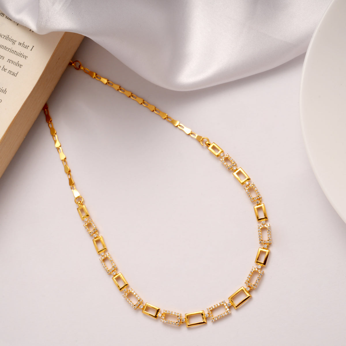 Geometric Fancy Gold Plated Necklace Set
