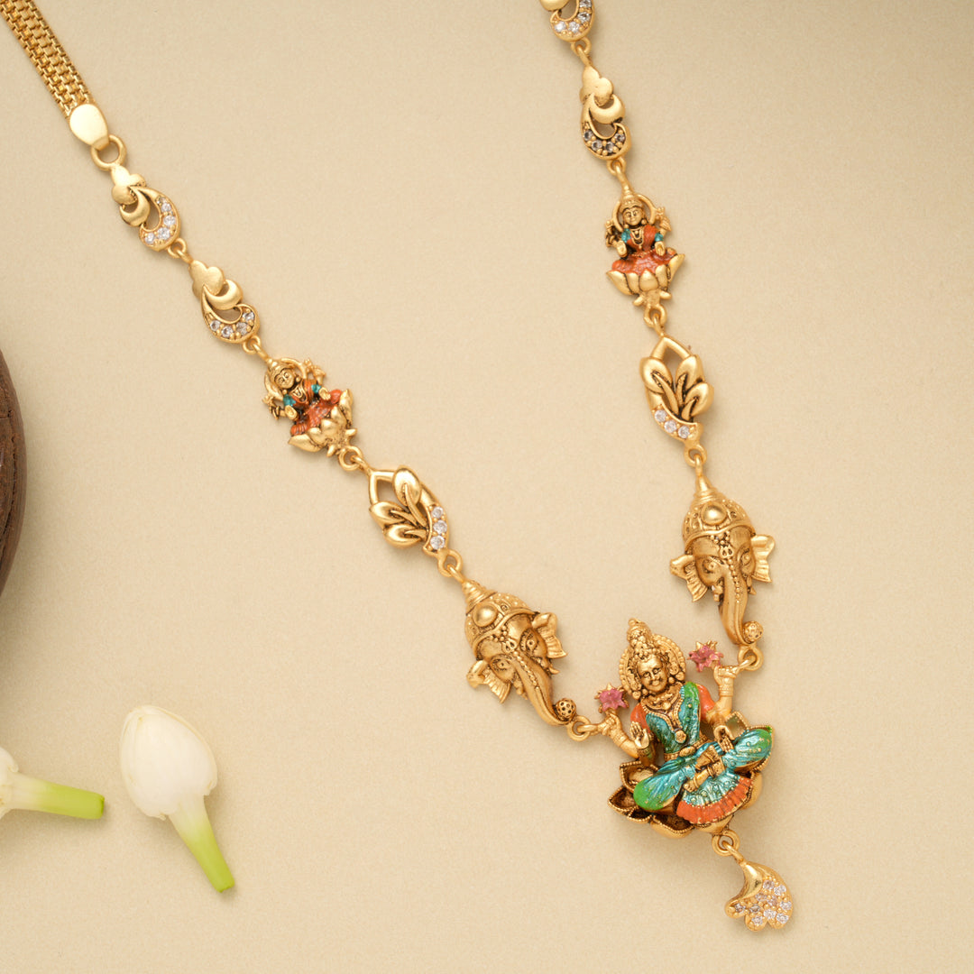 Devotional Lakshmi and Vinayagar Golden Necklace