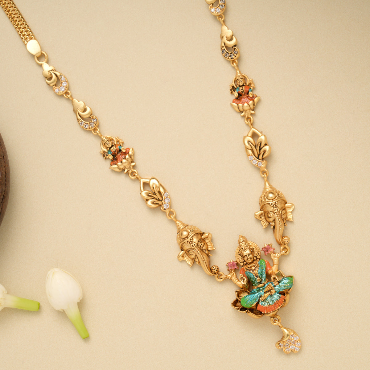 Devotional Lakshmi and Vinayagar Golden Necklace