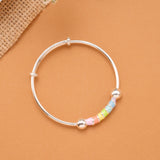 Rainbow Pastel Enamel Bead Baby Silver Bangle