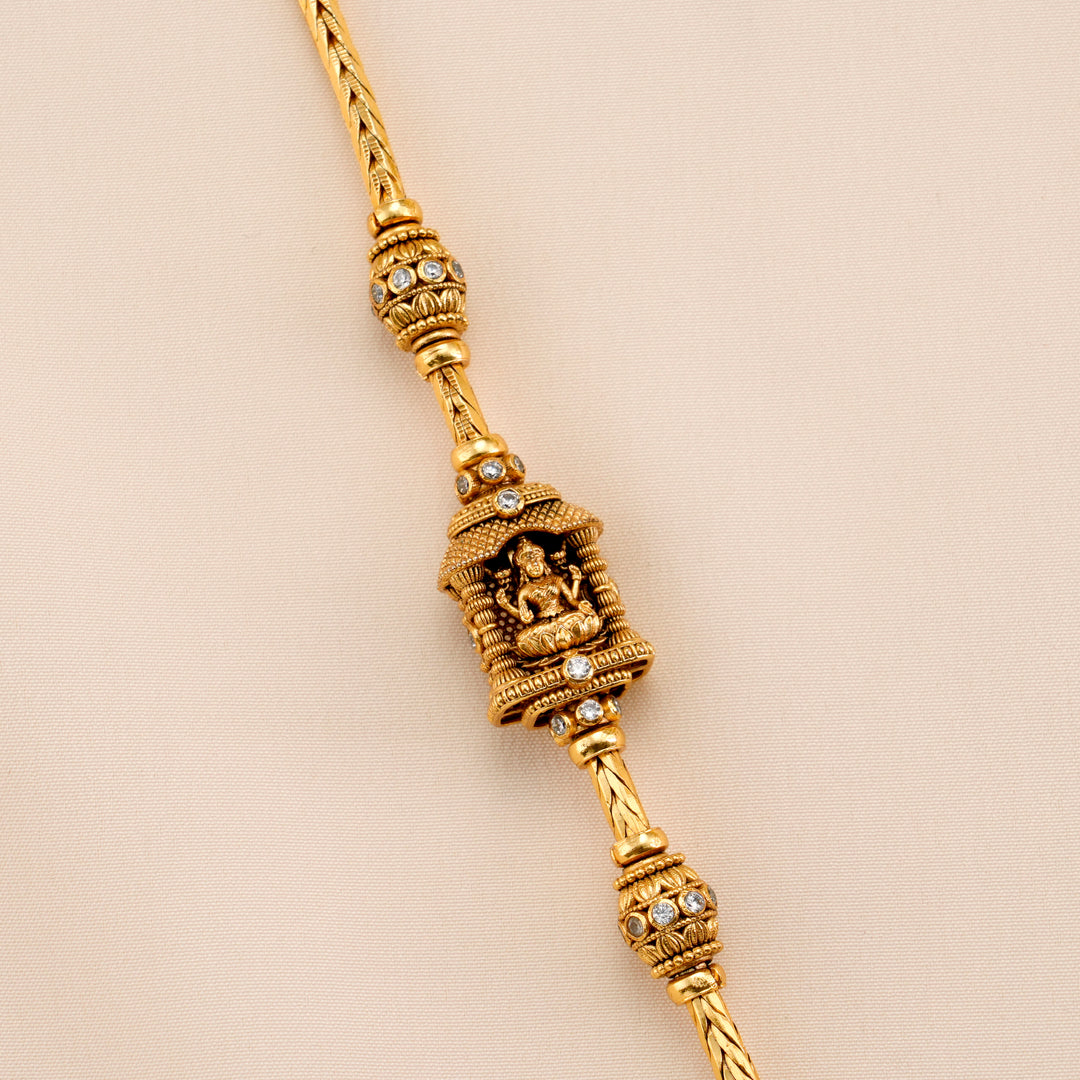 Lakshmi White Stone Silver Mugappu Chain