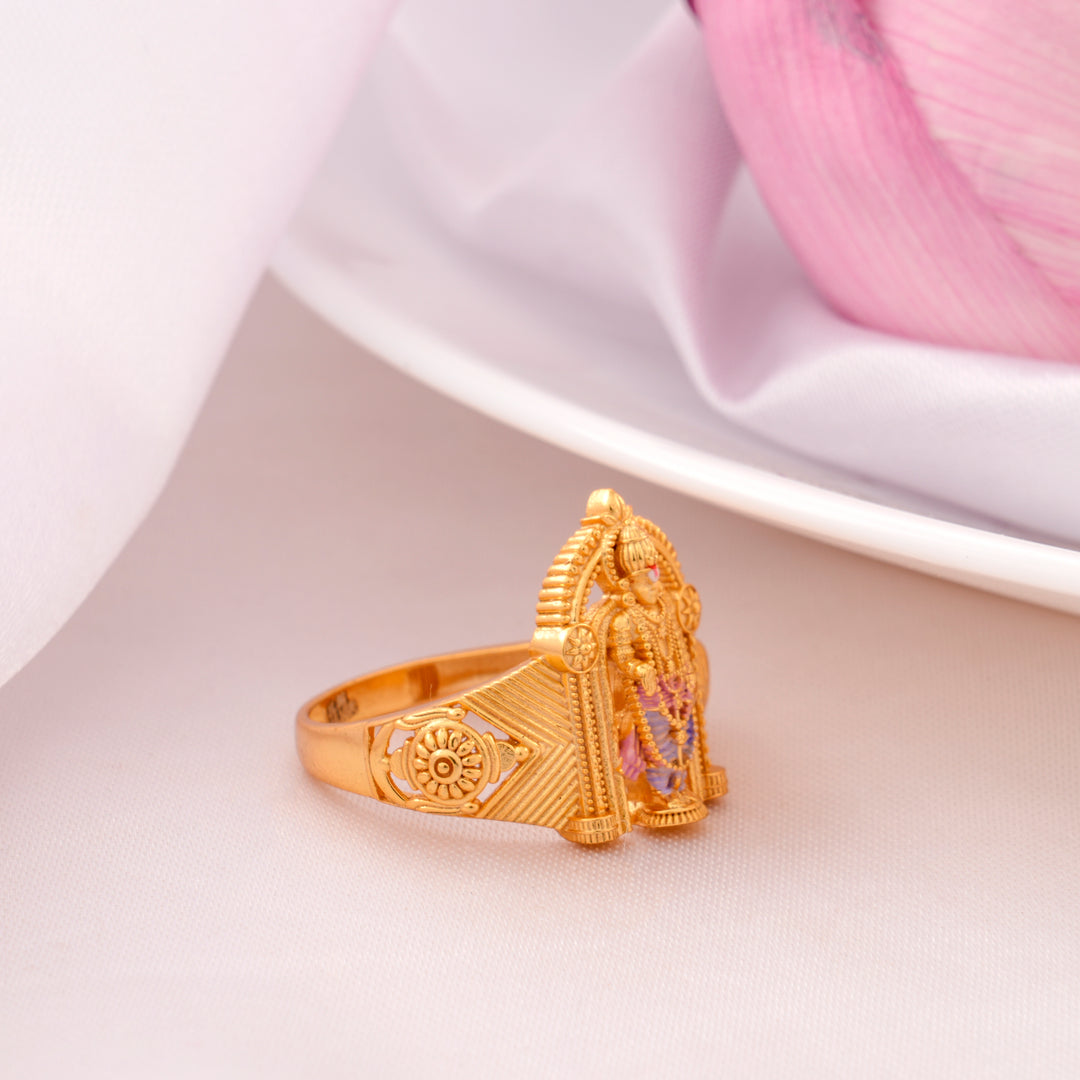 Temple-Style Venkateshwara Golden Ring