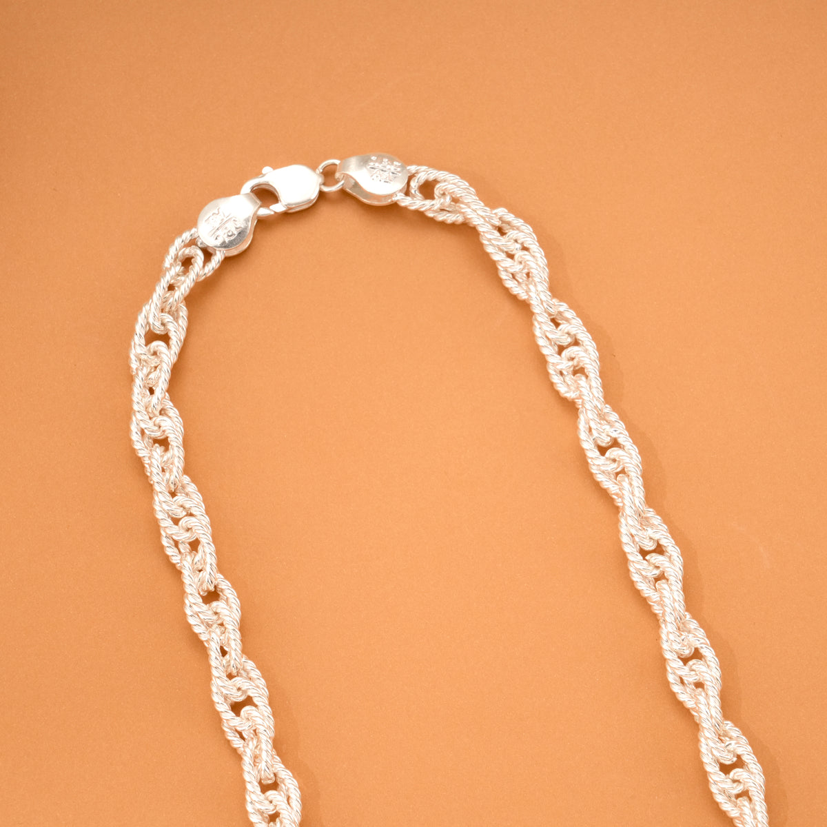 Elegant Twisted Heavy Rope Silver Chain