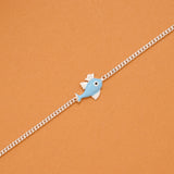 Light Blue Fish Enamel Silver Baby Bracelet