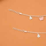 Pastel Pink Butterfly Silver Baby Anklets