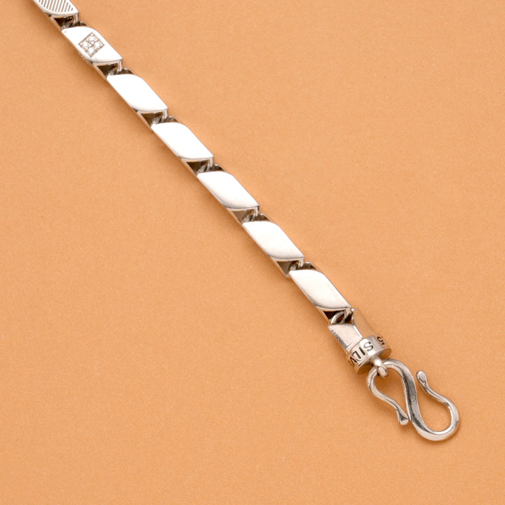 Rice Chain Design Men's Silver Bracelet