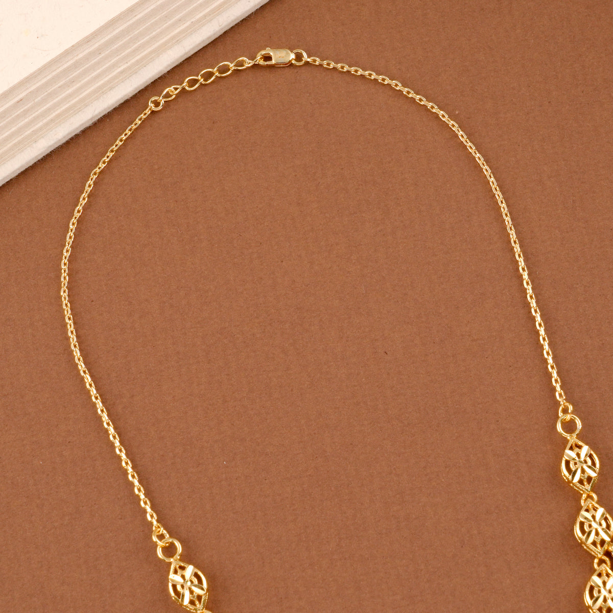 Floral Emerald Stone Gold Plated Necklace Set
