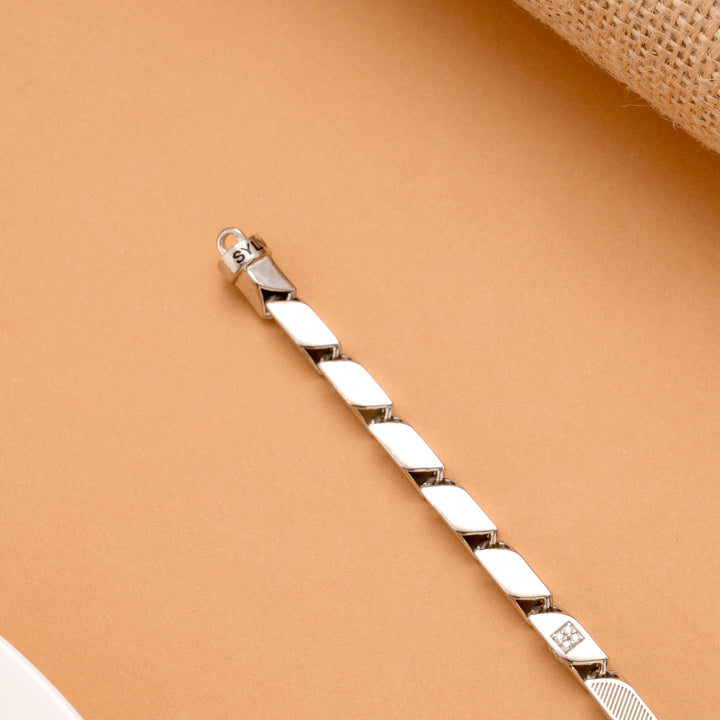 Rice Chain Design Men's Silver Bracelet