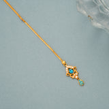 Vintage Style Blue Stone Floral Gold Tikka