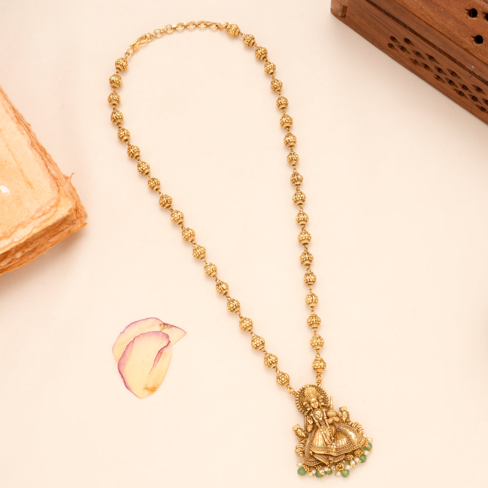 Goddess Lakshmi Devi Pendant Golden Necklace