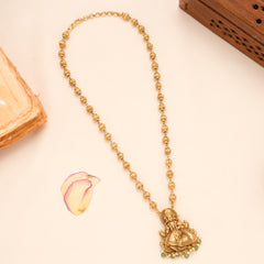 Goddess Lakshmi Devi Pendant Golden Necklace
