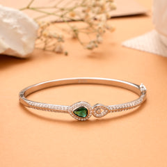 Elegant Emerald Teardrop Silver Bracelet