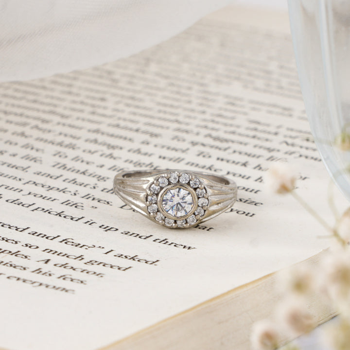 Single Stone Men’s Silver Ring