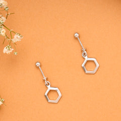 Minimal Hexa Loop Silver Koppu Earrings