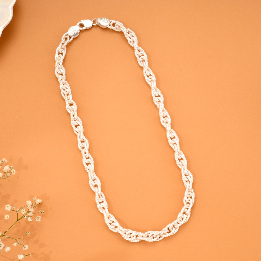 Elegant Twisted Heavy Rope Silver Chain