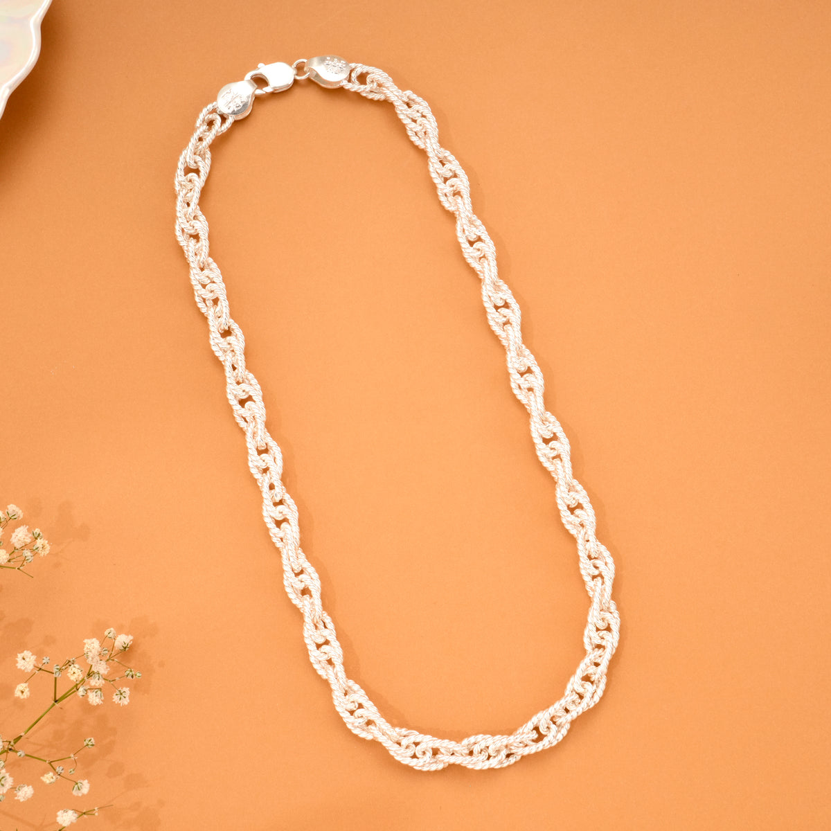 Elegant Twisted Heavy Rope Silver Chain