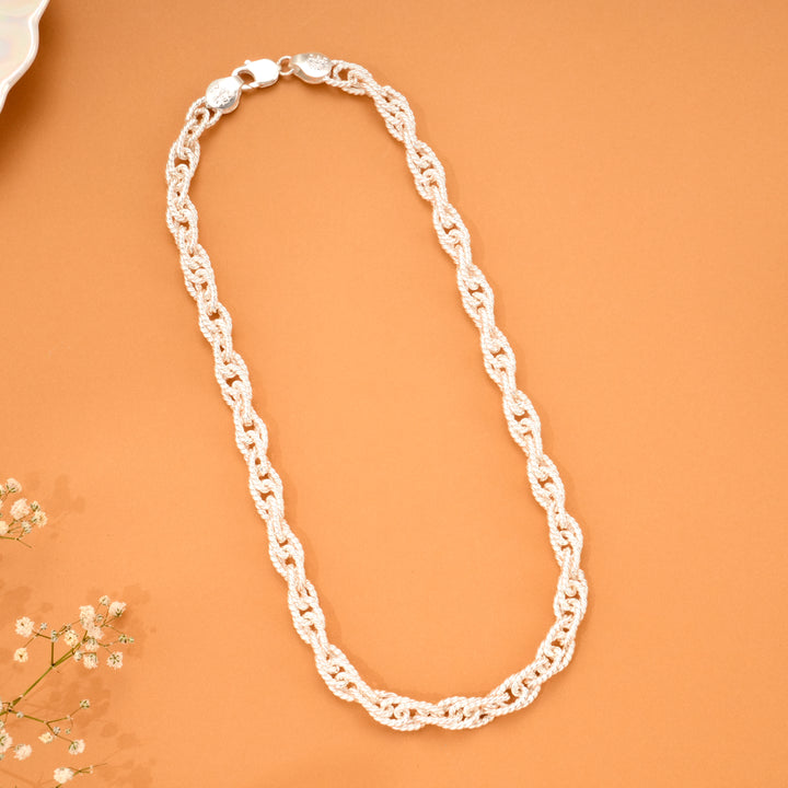 Elegant Twisted Heavy Rope Silver Chain