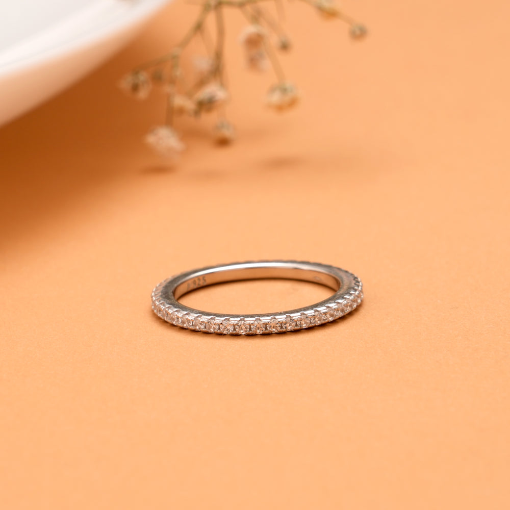 Elegant CZ Stone Silver Ring