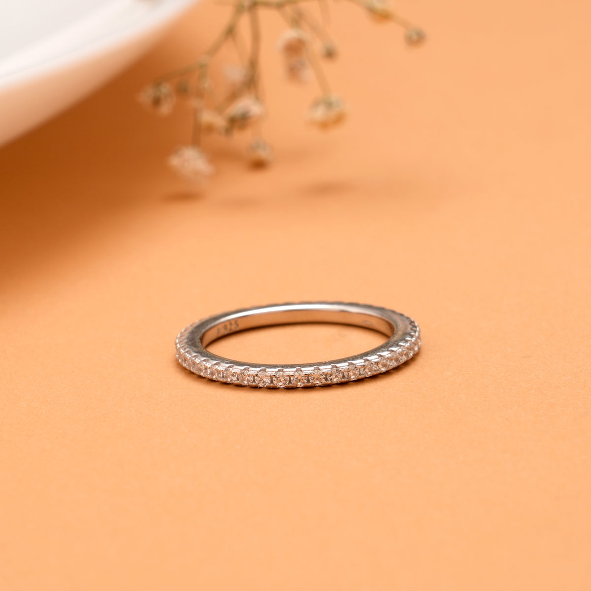Elegant CZ Stone Silver Ring