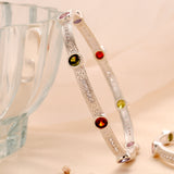 Elegant Multi Stone Silver Bangle