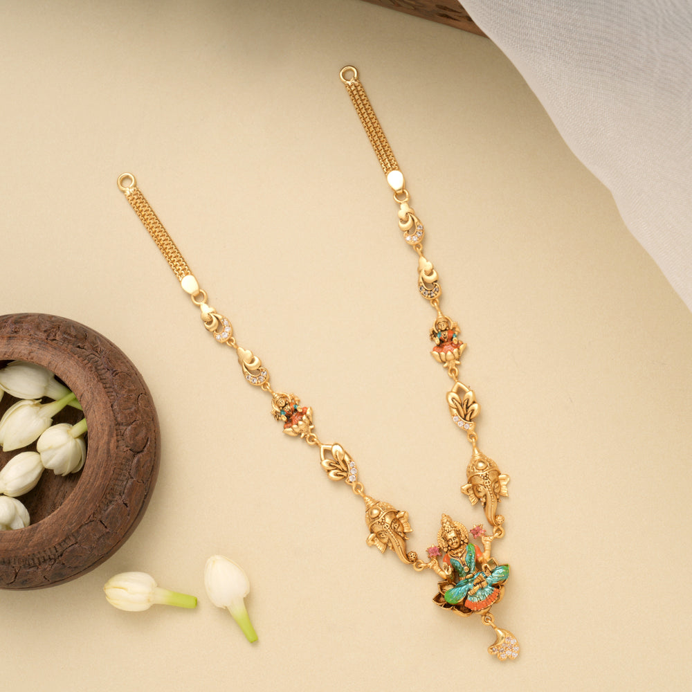 Devotional Lakshmi and Vinayagar Golden Necklace