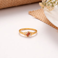 Royal Rectangular Garnet Golden Ring