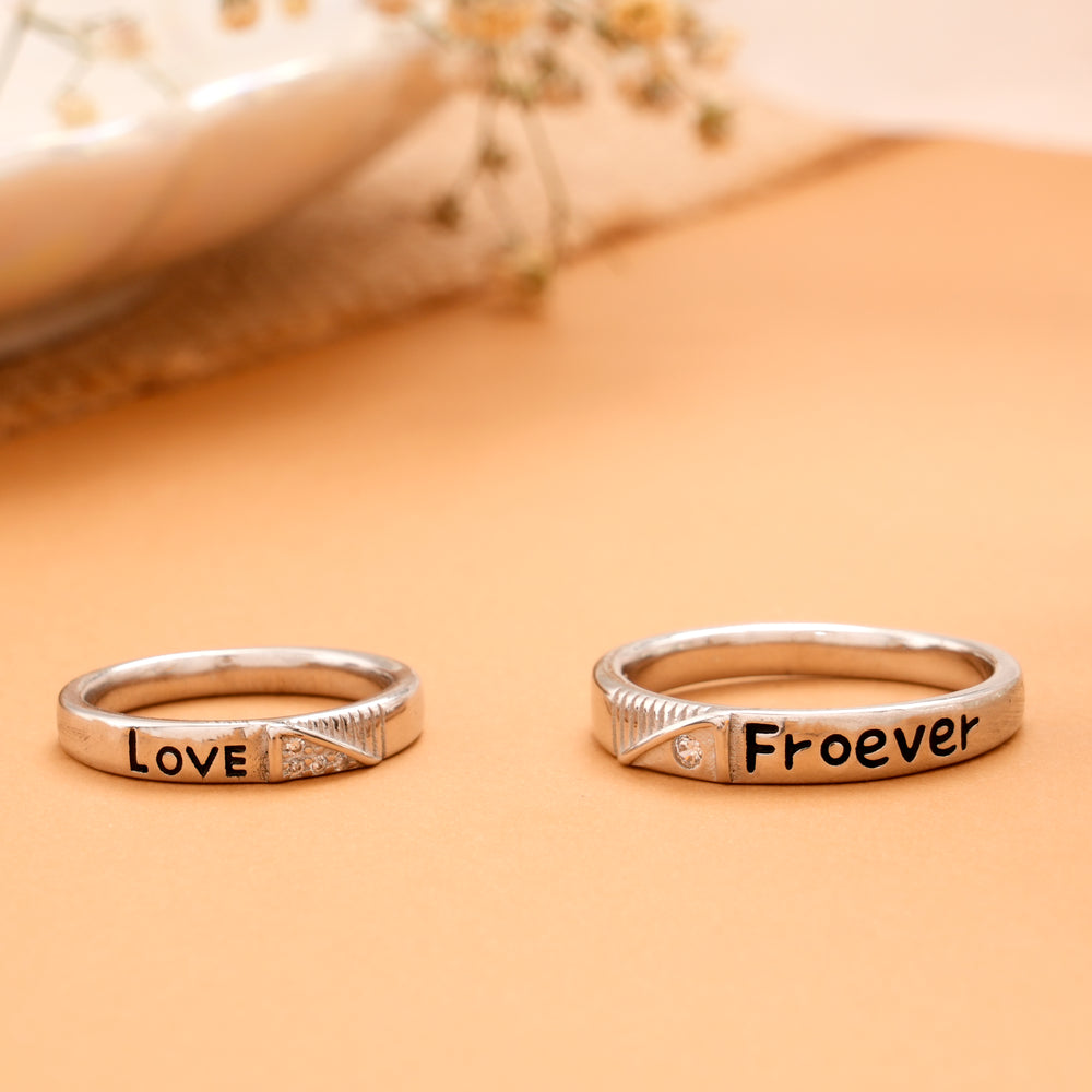 Stylish Forever Engraved Silver Couple Rings