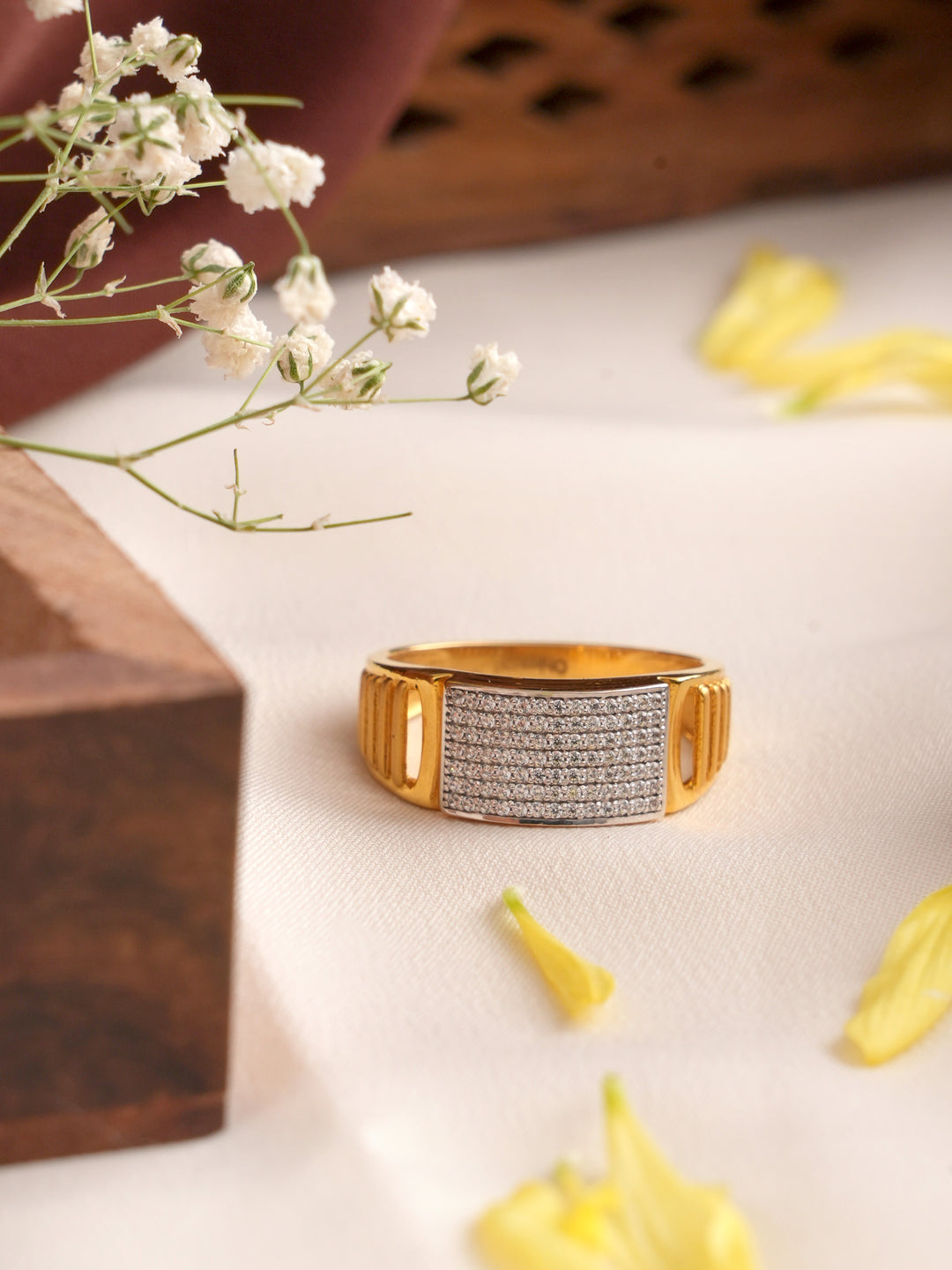 Cubic Zirconia Stone Gold Men Ring