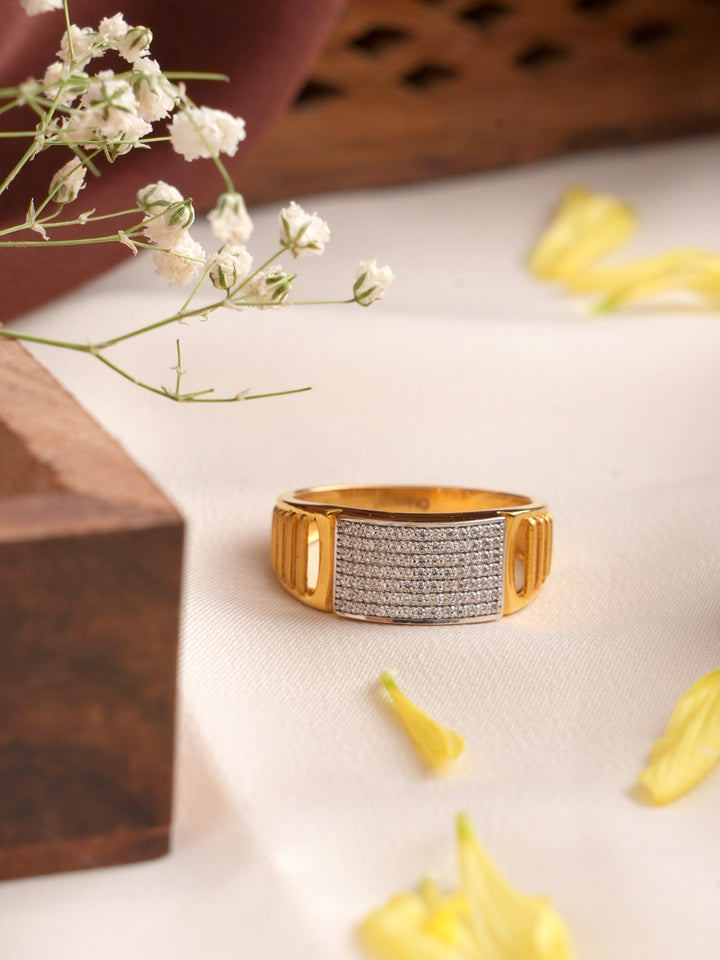 Cubic Zirconia Stone Gold Men Ring