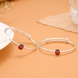 Ladybug Charm Silver Baby Bangle