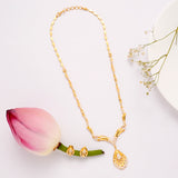Classic Leaf Shape Golden Necklace Set