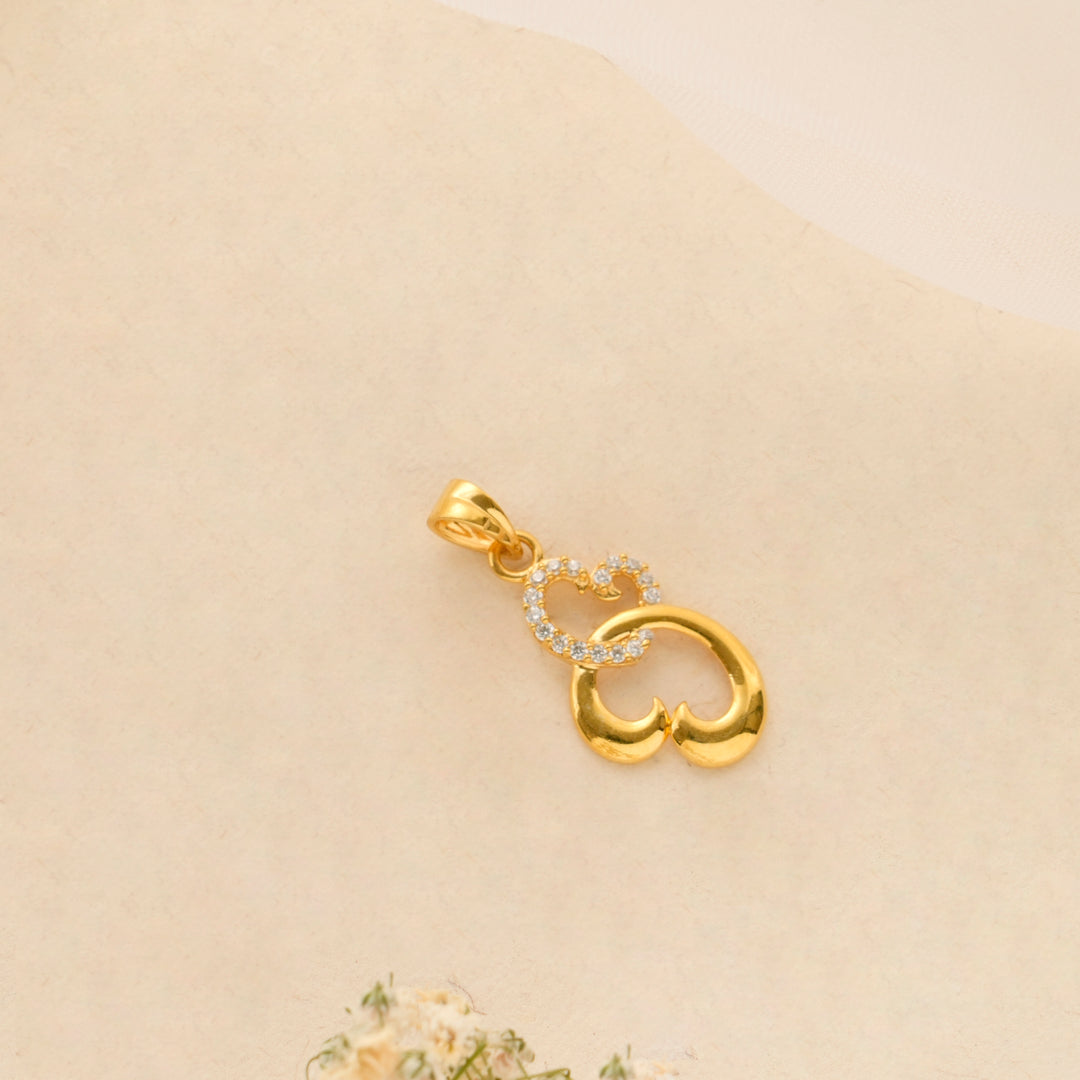 Double Heart Interlocking Golden Pendant