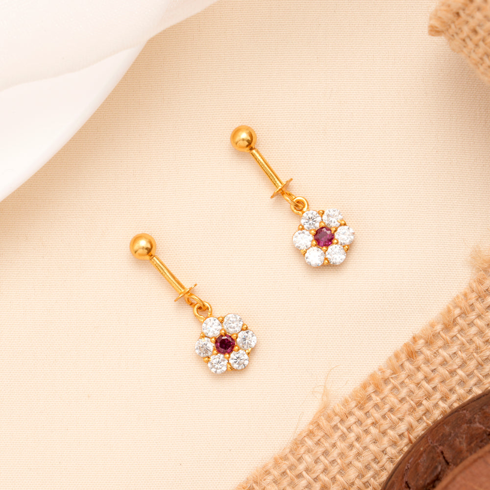 Ruby Dangling Flower Design Golden Koppu