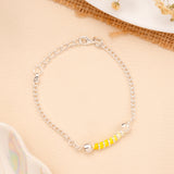 Yellow Spiral Bead Baby Silver Bracelet