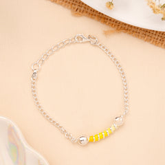 Yellow Spiral Bead Baby Silver Bracelet