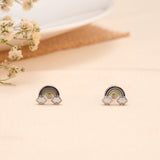 Black Purple Rainbow Cloud Silver Stud