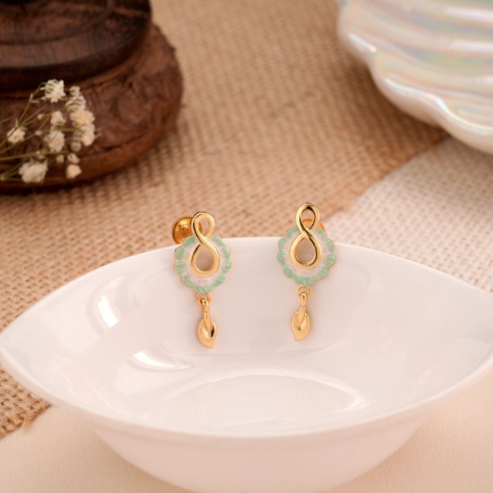 Infinity Pattern Enamel Golden Drop Earrings