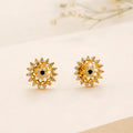 Floral Golden White Stone Kundan Stud