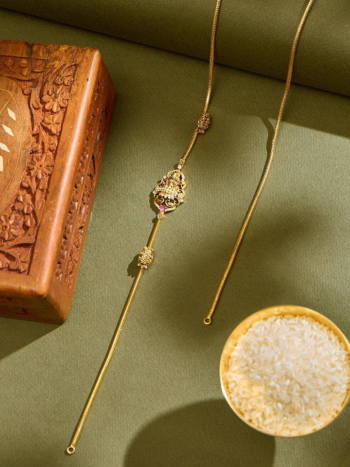 Single Ruby Stone Lakshmi Mugappu Chain