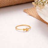 Minimal Heart and Leaf Design Golden Ring