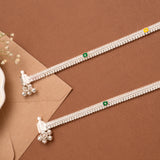 Elegant Enamel Link Silver Anklet