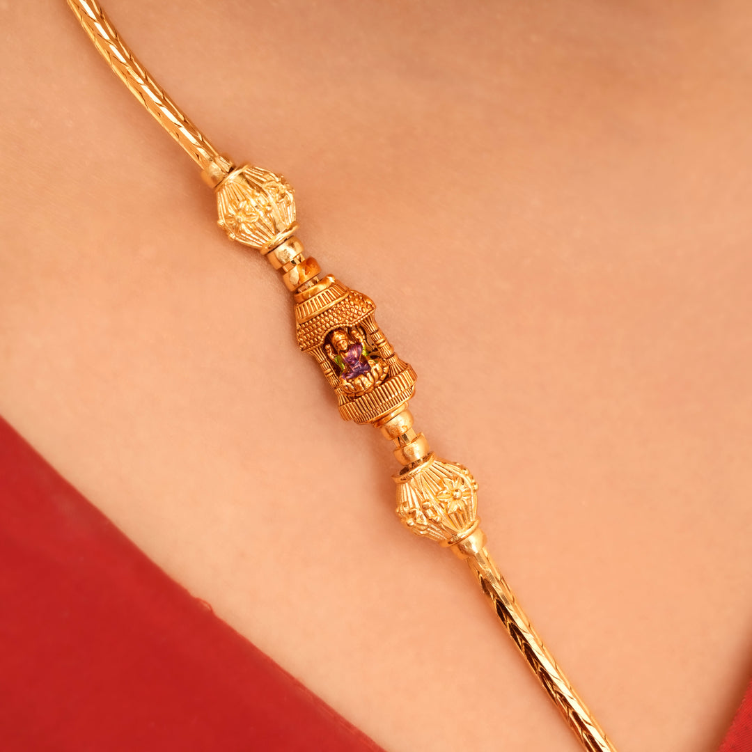 Temple Inspired Golden Lakshmi Mugappu Chain