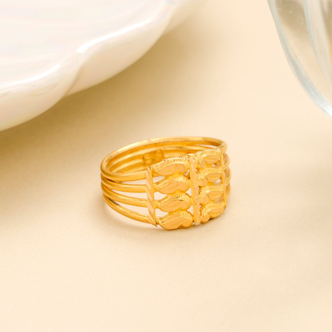 Layered Square Design Gold Ring