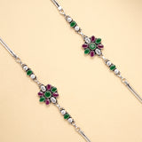Silver Floral Symphony Antique Anklet