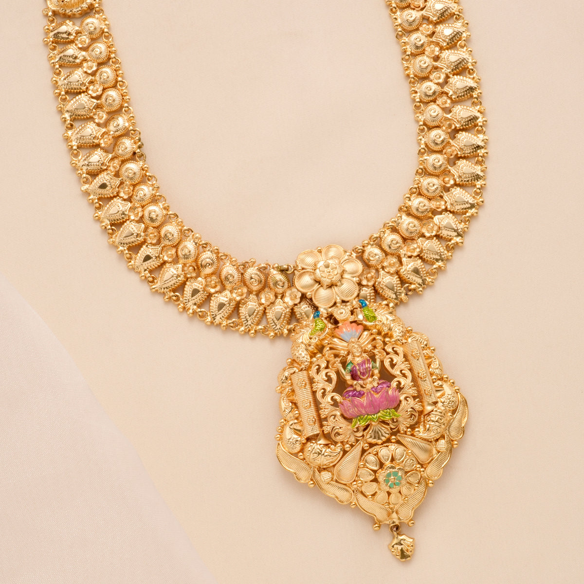 Temple Lakshmi Silver Gold Plated Haram
